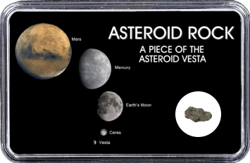 Vesta Meteorit Sariçiçek (Motiv: Vesta mit Ceres, Erdmond, Merkur und Mars)