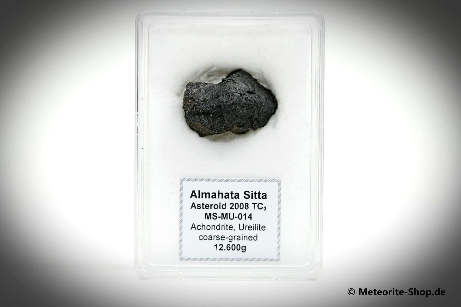 Almahata Sitta Meteorit (MS-MU-014: Ureilit > sehr grobkörnig) - 12,6 g (Main Mass)