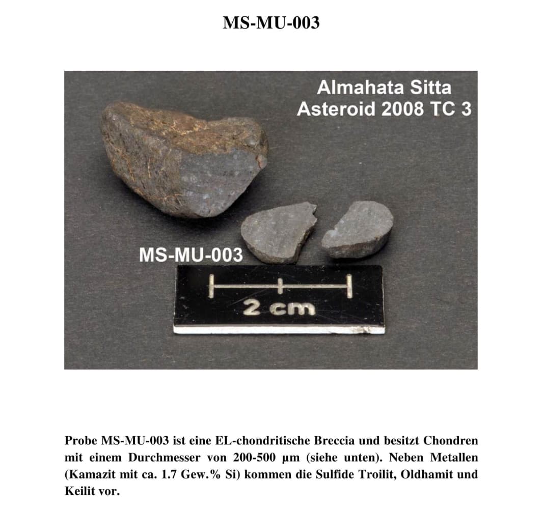 Almahata Sitta Meteorit (MS-MU-003: Enstatit-Chondrit > EL, Brekzie) - 0,655 g