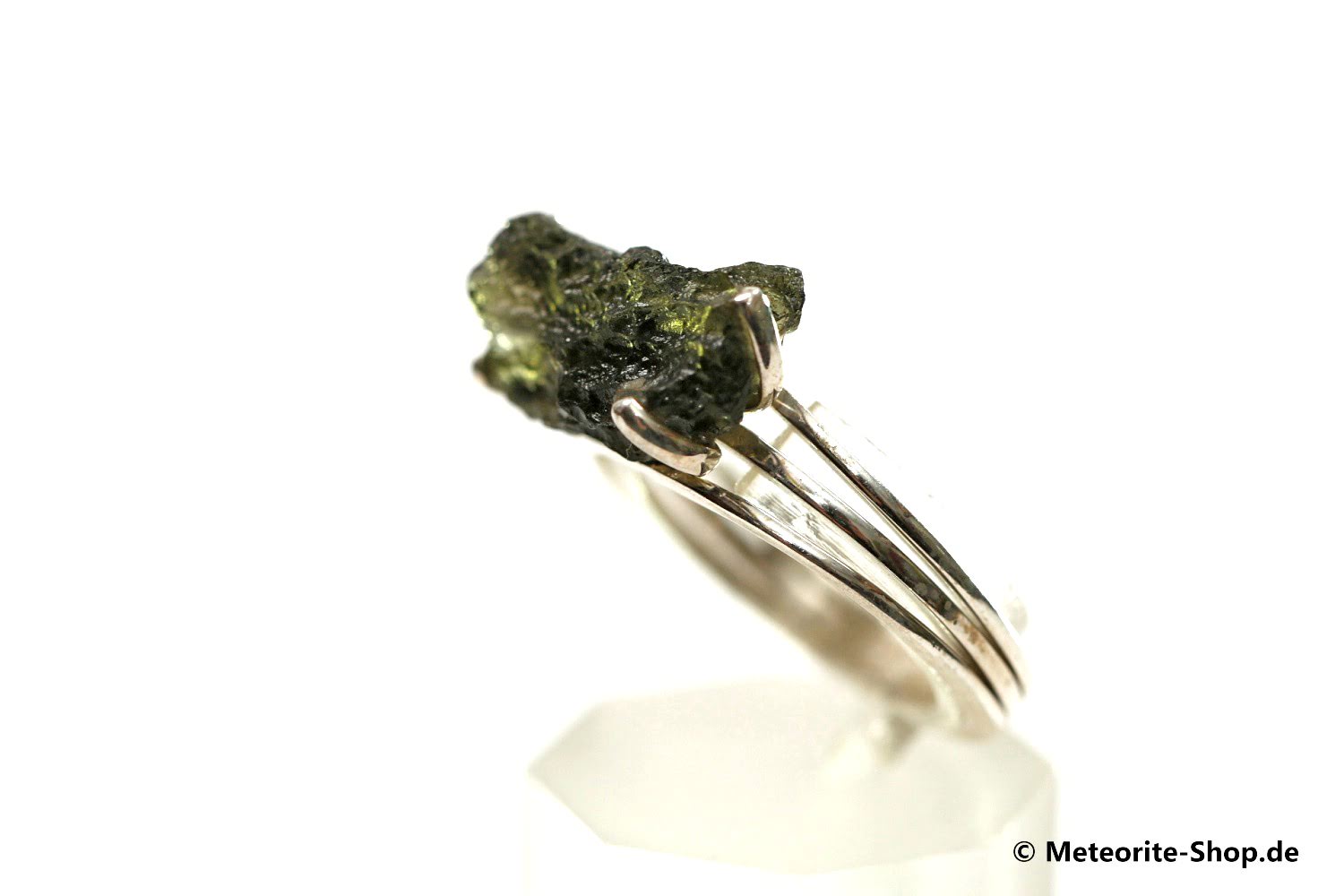 Moldavit-Ring (Tektit | Natura | Gr. 55 | 925er Silber ) - 3,60 g