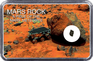 Mars Meteorit NWA 10628 (Motiv: Mars Rover Sojourner mit Felsen und Marsgestein)