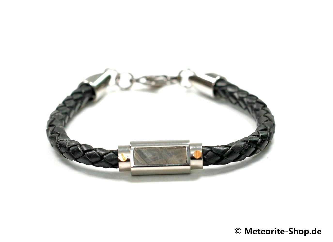 Eisen-Meteorit Lederarmband (Muonionalusta | Schwarz | Geflochten)