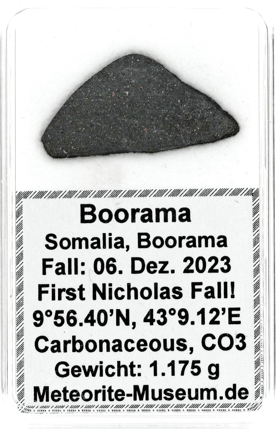 Boorama Meteorit CO3 (Motiv I): Einzigartig: Der erste Nikolaus-Meteoritenfall vom 06.12.2023 - Als der Himmel Geschichte schrieb