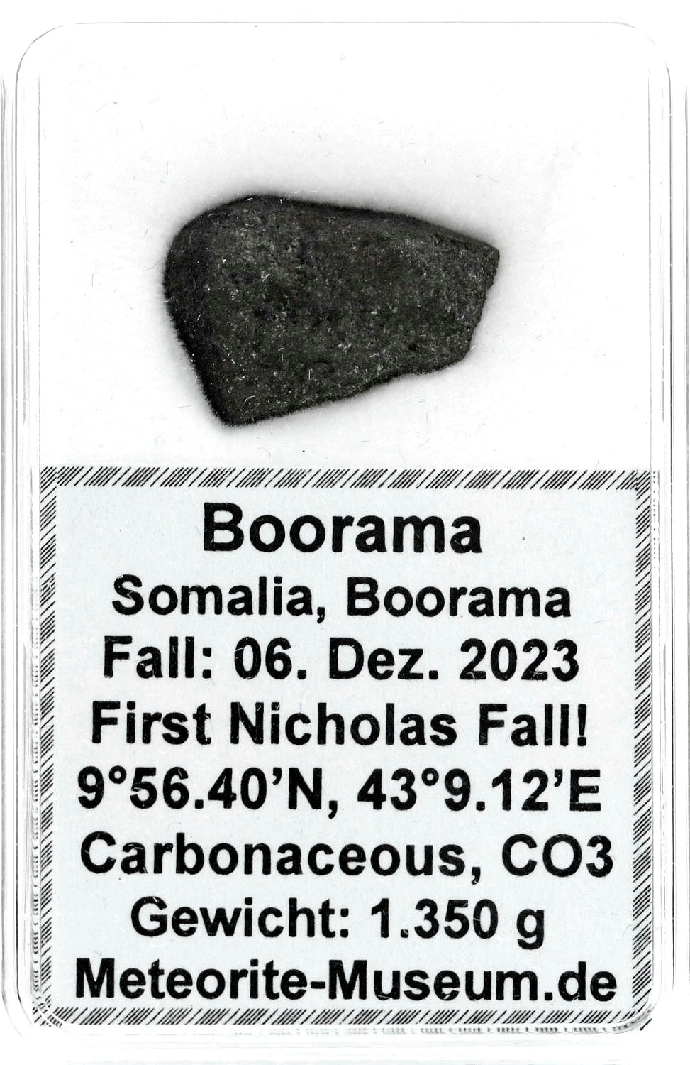 Boorama Meteorit CO3 (Motiv I): Einzigartig: Der erste Nikolaus-Meteoritenfall vom 06.12.2023 - Als der Himmel Geschichte schrieb