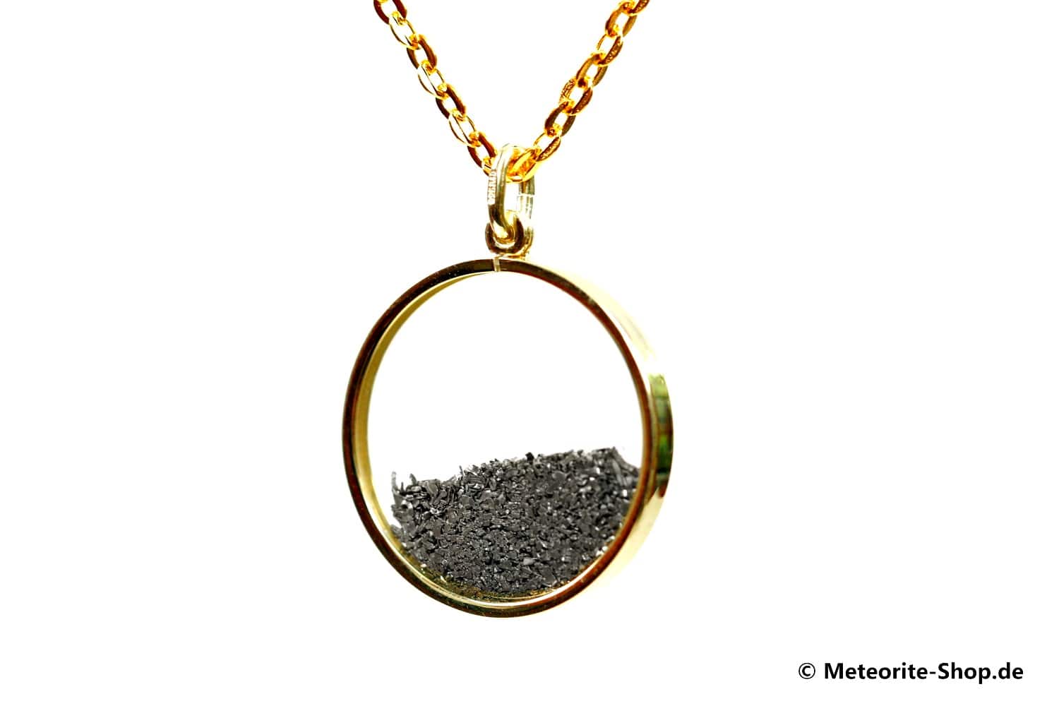 Eisen-Meteorit-Medaillon (Muonionalusta | Meteoritenstaub | Vergoldet) - 5,00 g