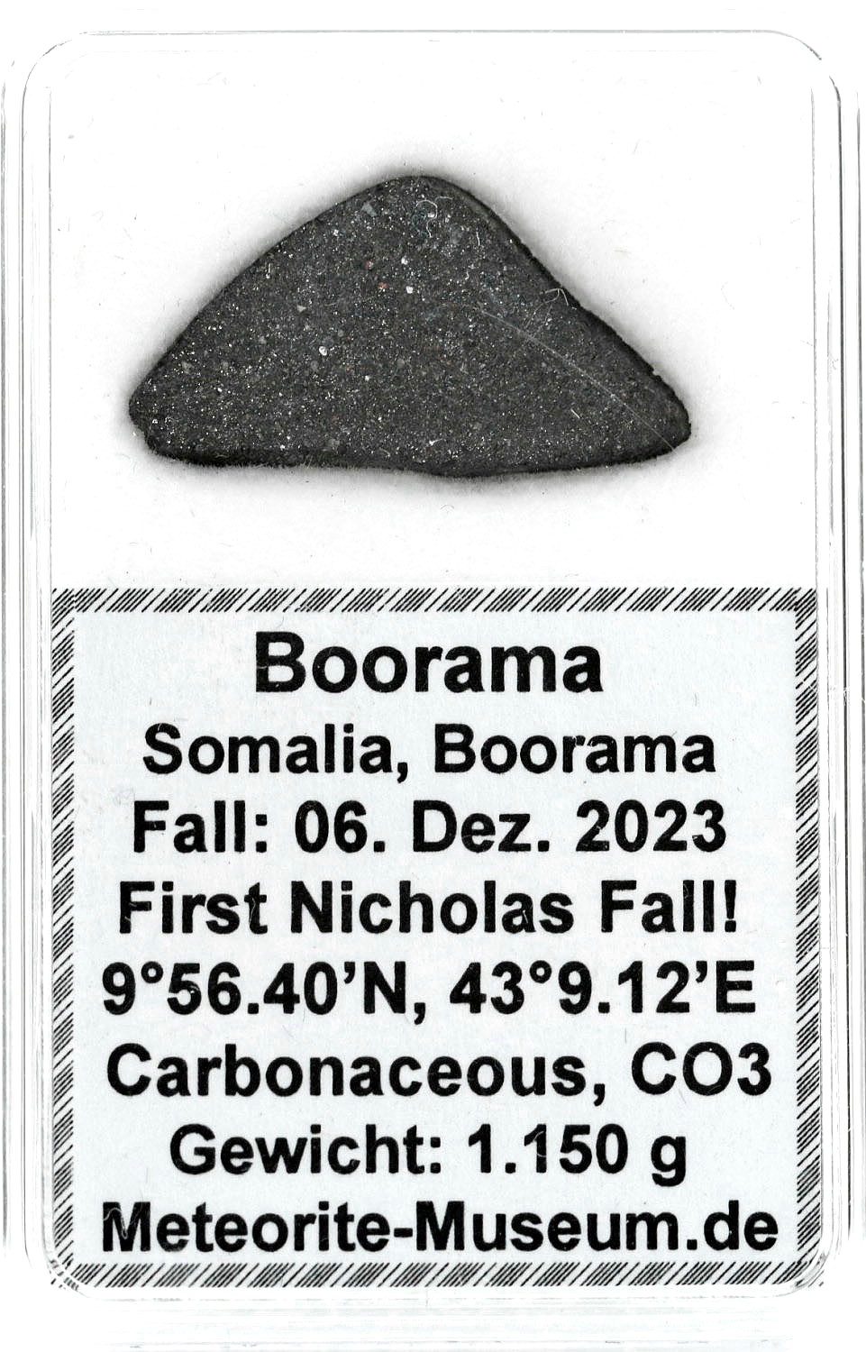 Boorama Meteorit CO3 (Motiv I): Einzigartig: Der erste Nikolaus-Meteoritenfall vom 06.12.2023 - Als der Himmel Geschichte schrieb