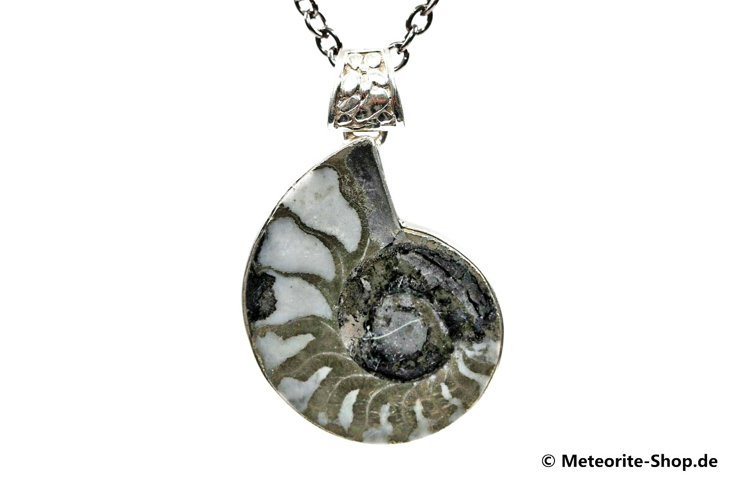 Ammonit-Anhänger (Fossil | Scheibe | 925er Silber) - 7,70 g