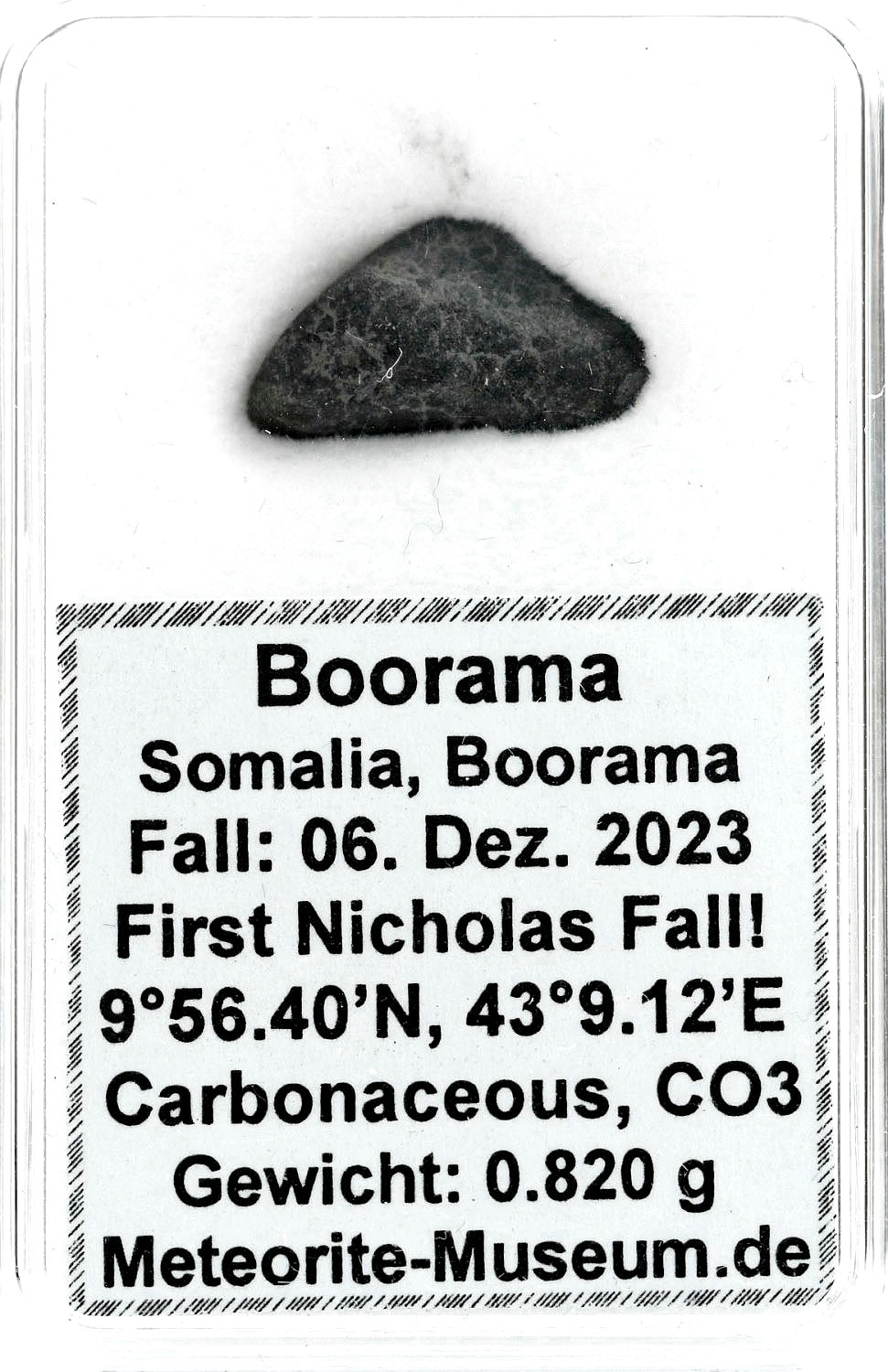 Boorama Meteorit CO3 (Motiv I): Einzigartig: Der erste Nikolaus-Meteoritenfall vom 06.12.2023 - Als der Himmel Geschichte schrieb