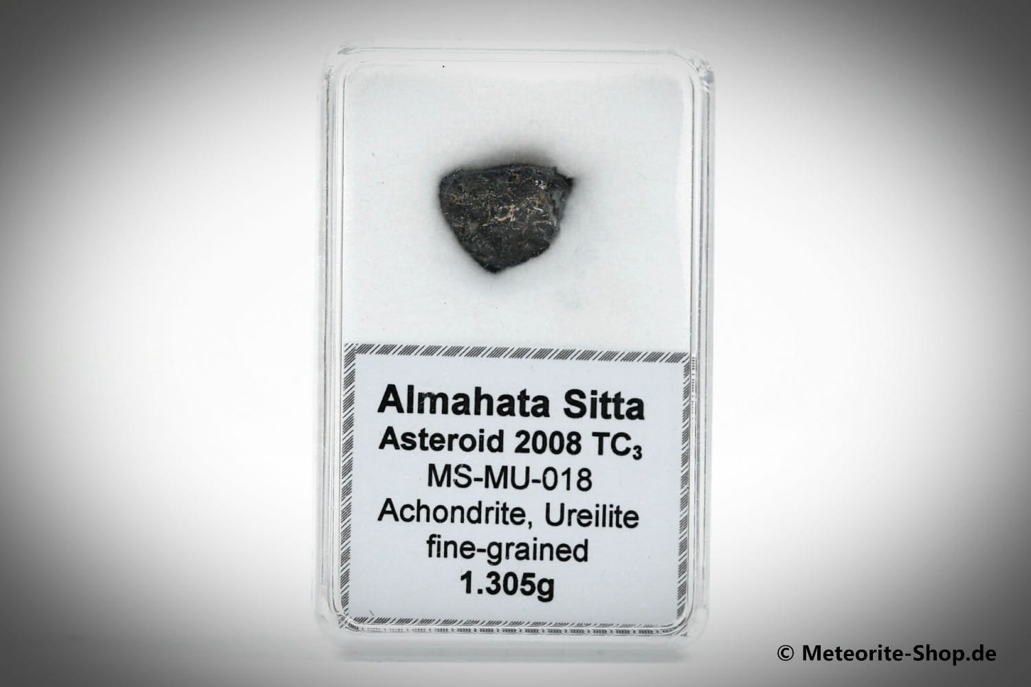 Almahata Sitta Meteorit (MS-MU-018: Ureilit > stark geschockt, feinkörnig, metallreich > einmalig) - 1,305 g