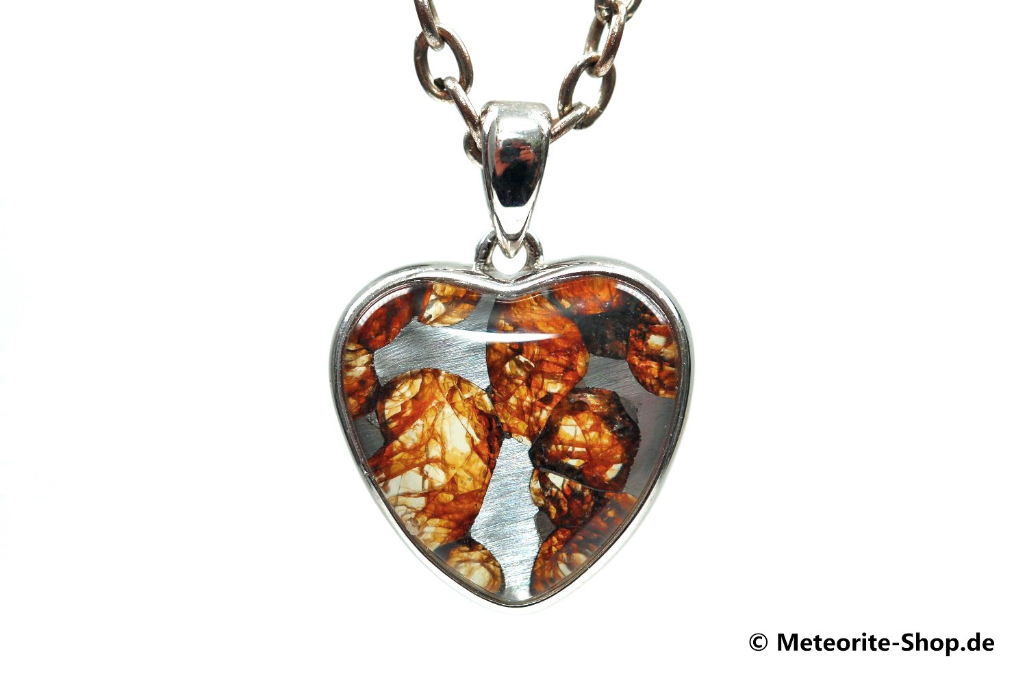 Stein-Eisen-Meteorit-Anhänger (Sericho | Herz | 925er Silber) - 3,70 g