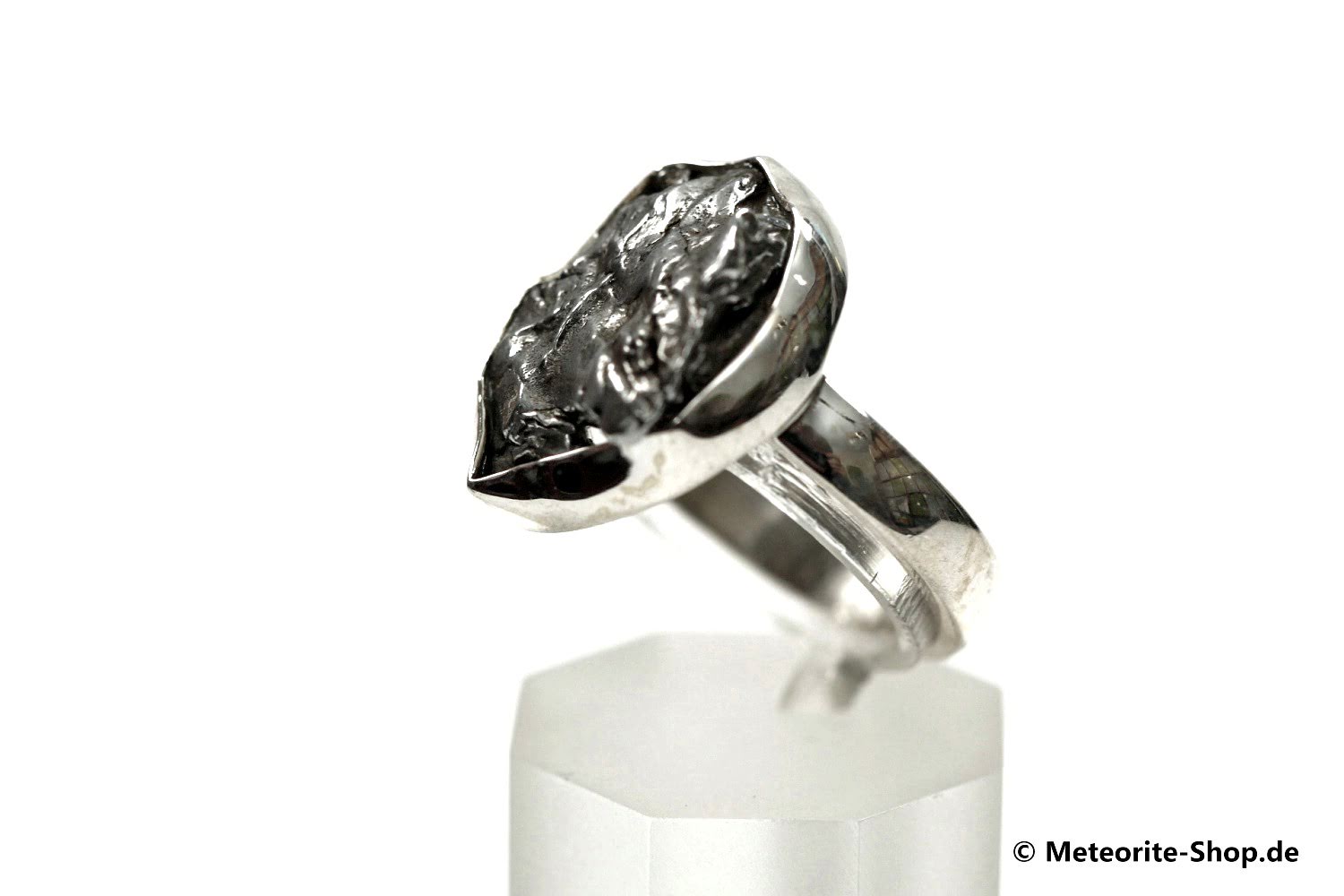 Eisen-Meteorit-Ring (Campo del Cielo | Gefasst | Gr. 54 | 925er Silber) - 5,70 g