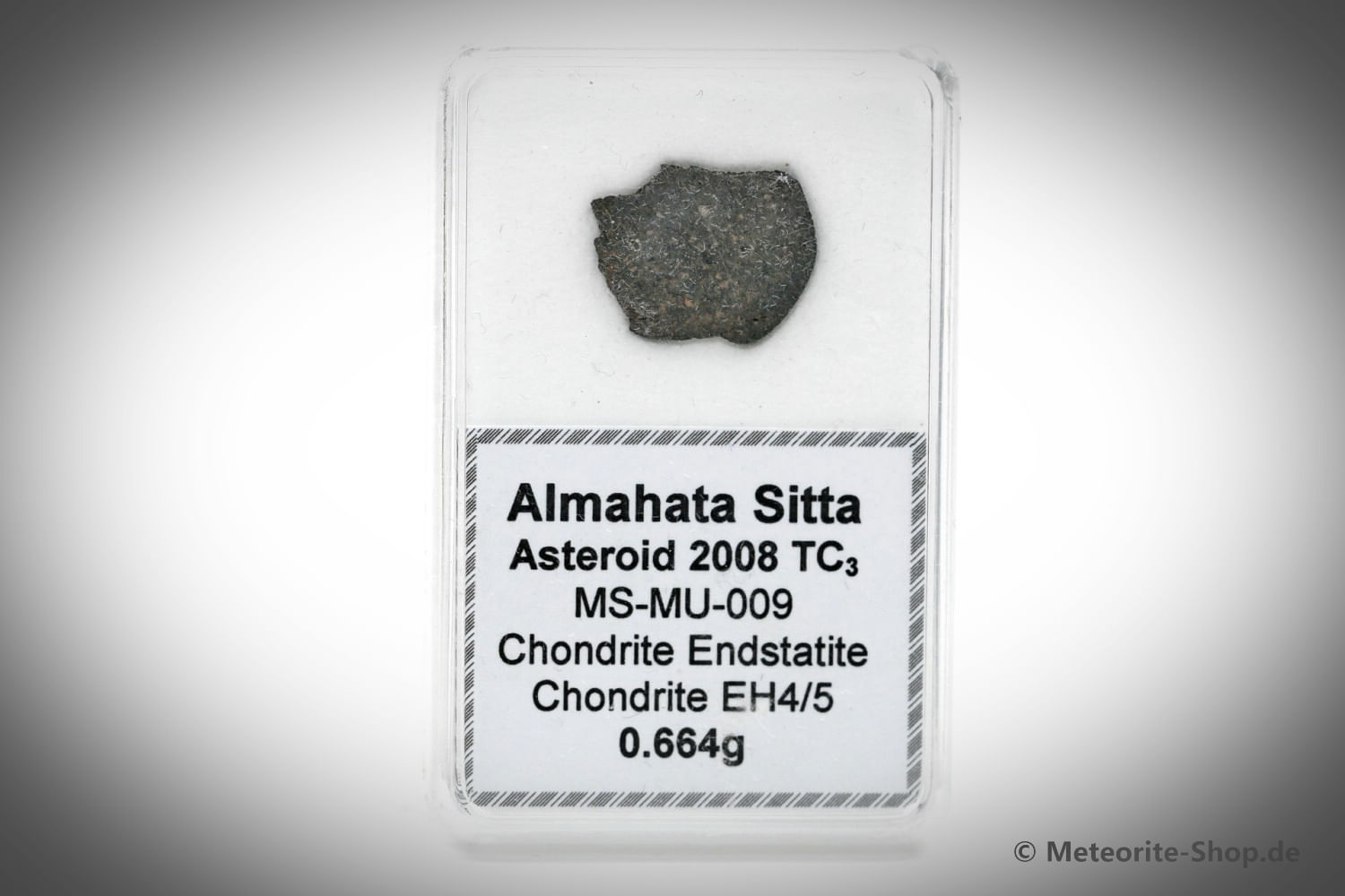 Almahata Sitta Meteorit (MS-MU-009: Enstatit-Chondrit > dunkler EH4/5) - 0,644 g