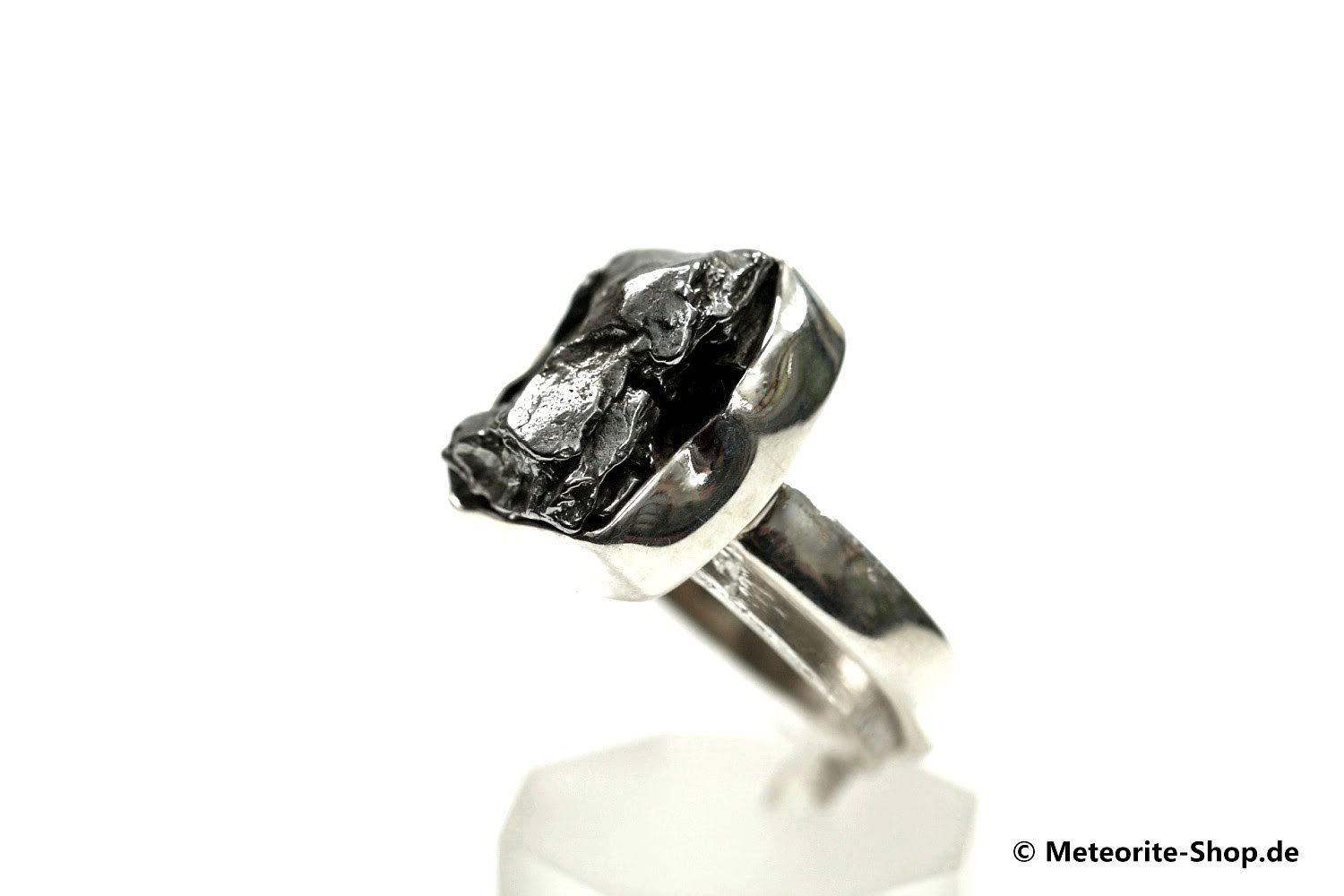 Eisen-Meteorit-Ring (Campo del Cielo | Gefasst | Gr. 57 | 925er Silber) - 7,40 g