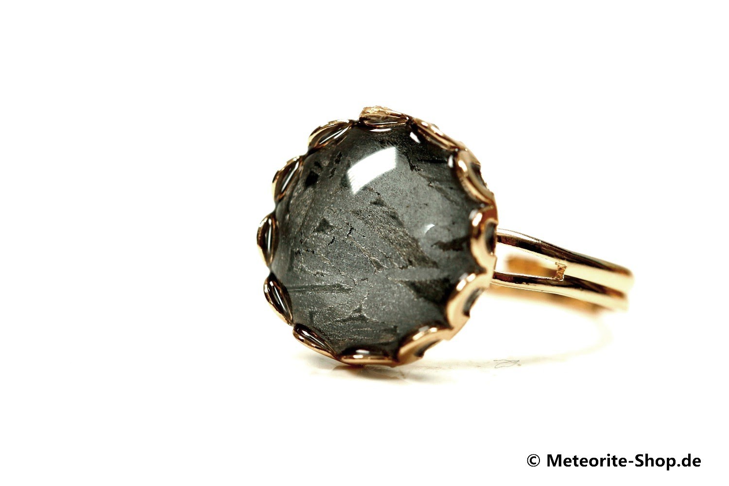 Eisen-Meteorit Ring (Aletai | Krone | Verstellbar Gr. 54 - 57 | Vergoldet) - 2,80 g