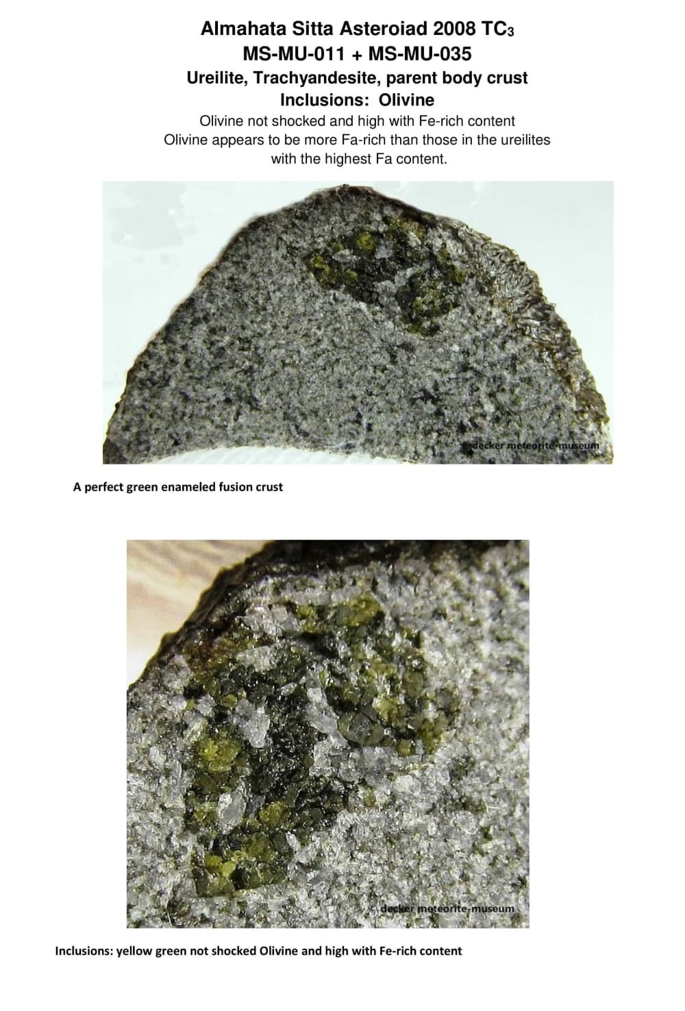 Almahata Sitta Meteorit (MS-MU-011: Ureilit > Trachyandesit > einmalig) - 0,228 g
