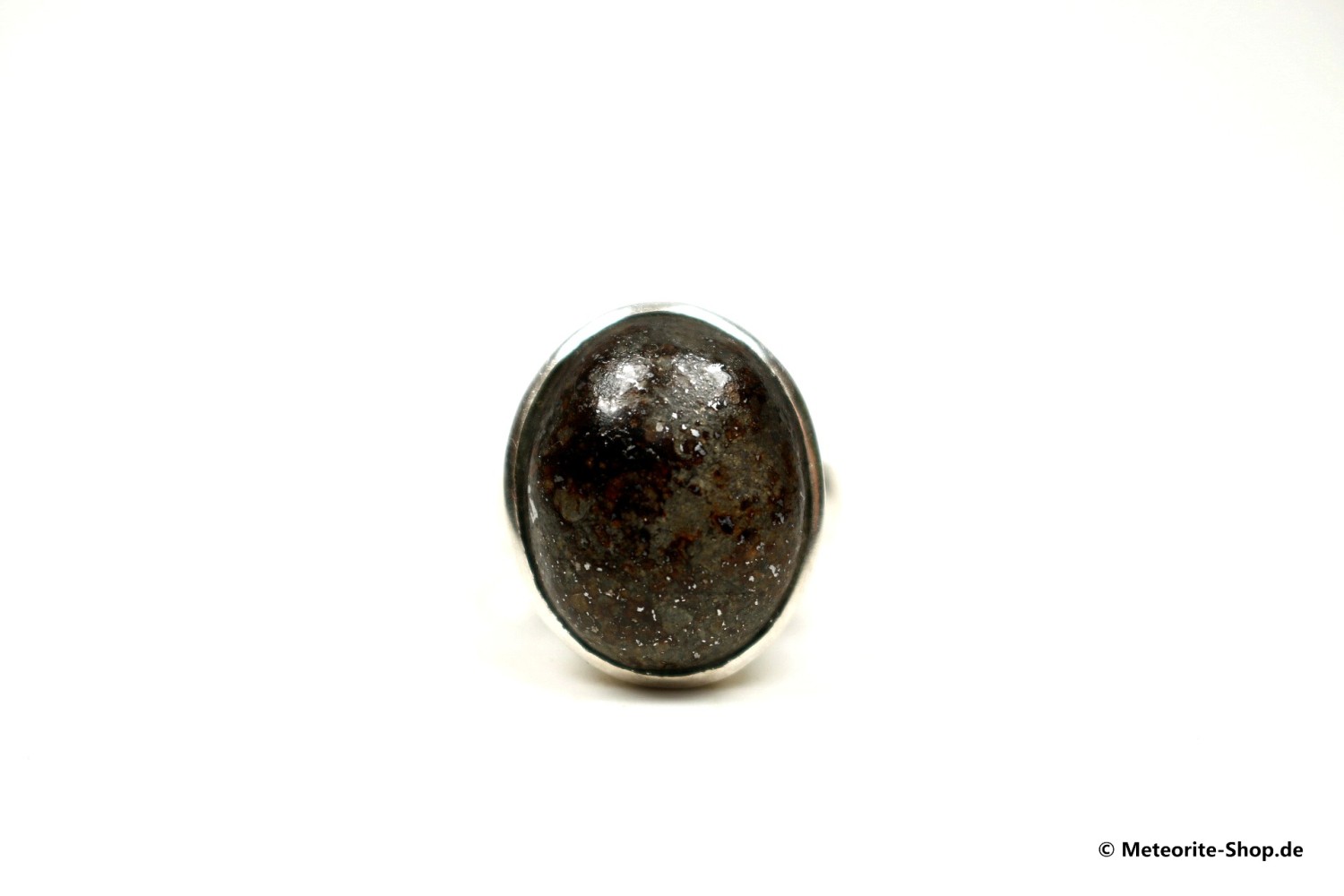 Stein-Meteorit-Ring (NWA 869 | Cabochon | Gr. 55 | 925er Silber) - 9,10 g