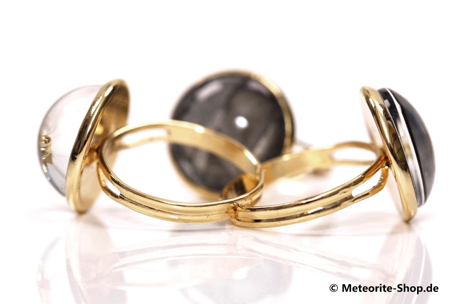 Eisen-Meteorit Ring (Aletai | Glatt | Verstellbar Gr. 54 - 57 | Vergoldet) - 2,70 g