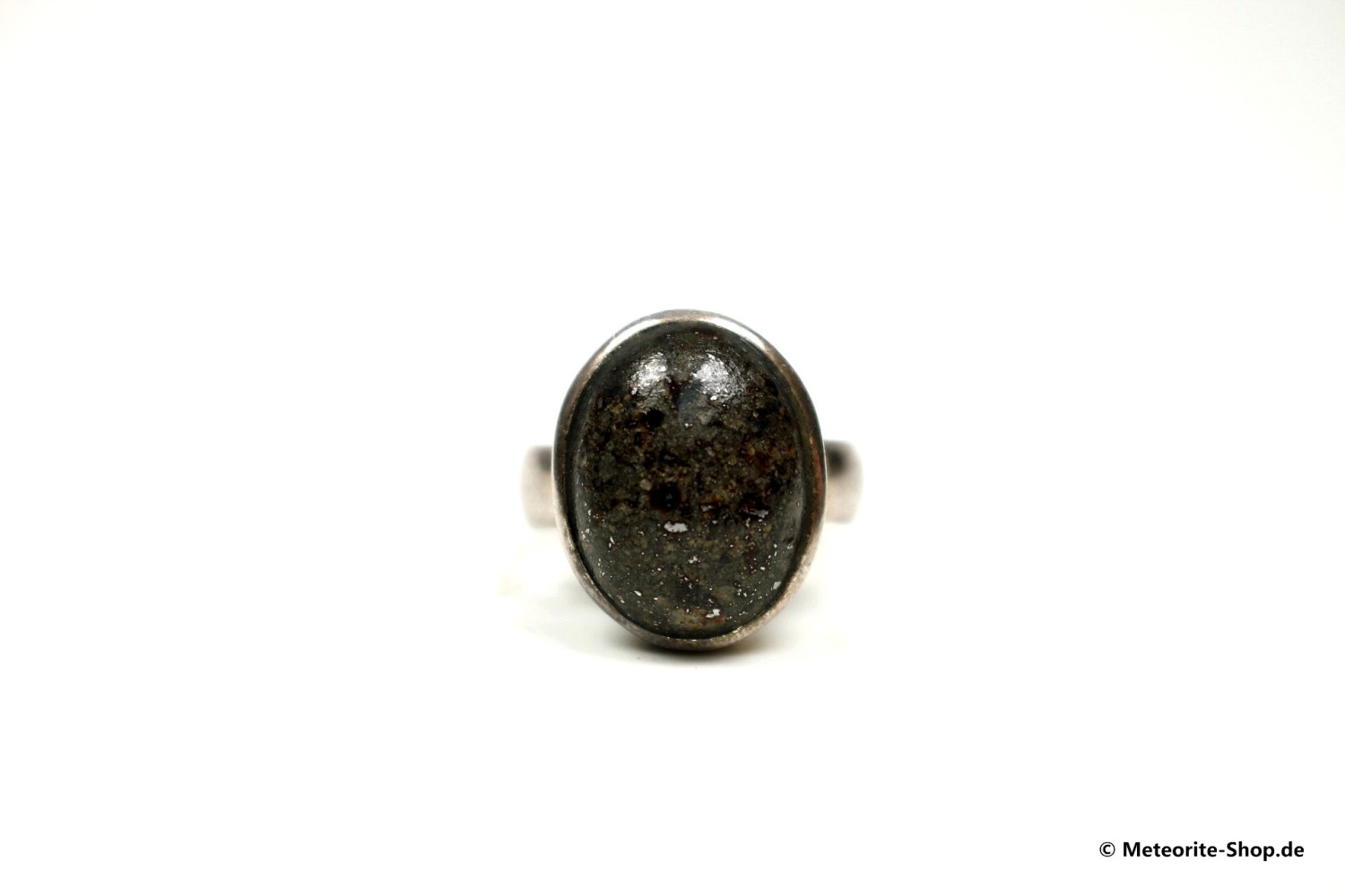 Stein-Meteorit-Ring (NWA 869 | Cabochon | Gr. 55 | 925er Silber) - 7,45 g