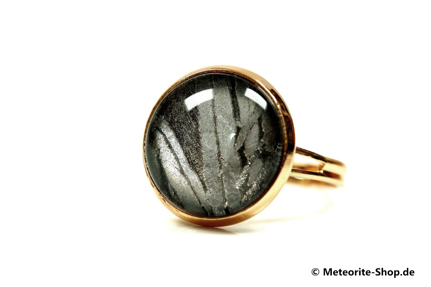 Eisen-Meteorit Ring (Aletai | Glatt | Verstellbar Gr. 54 - 57 | Vergoldet) - 2,70 g