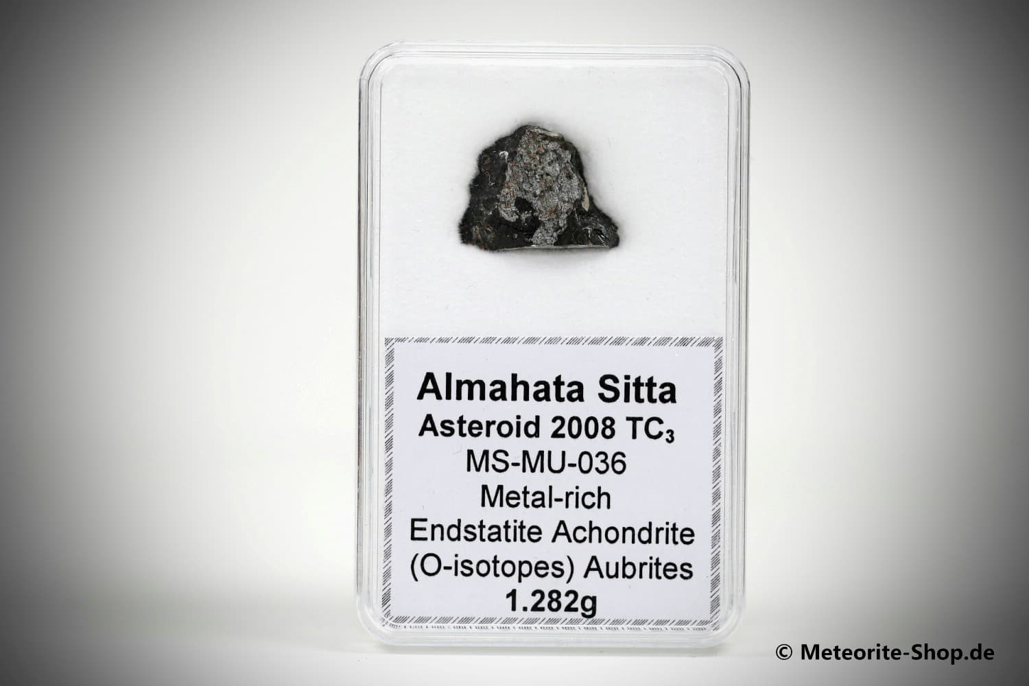 Almahata Sitta Meteorit (MS-MU-036: Enstatit-Achondrit (kein Aubrit) > metall-reich > einmalig) - 1,282 g