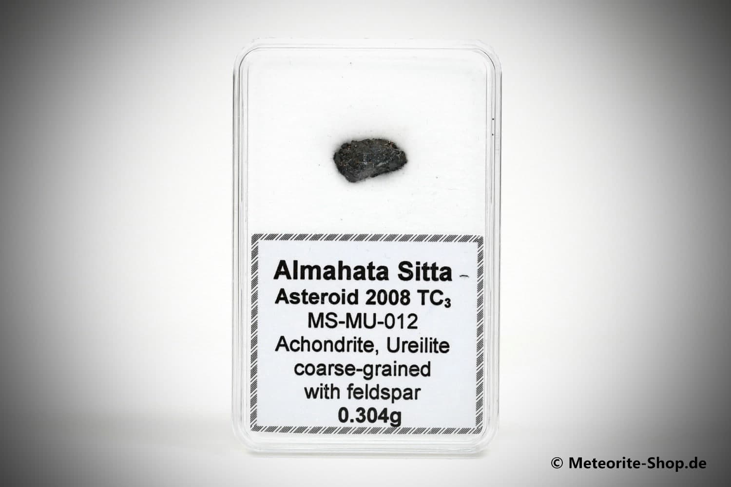 Almahata Sitta Meteorit (MS-MU-012: Ureilit > pyroxen-reich, grobkörnig > einmalig) - 0,304 g