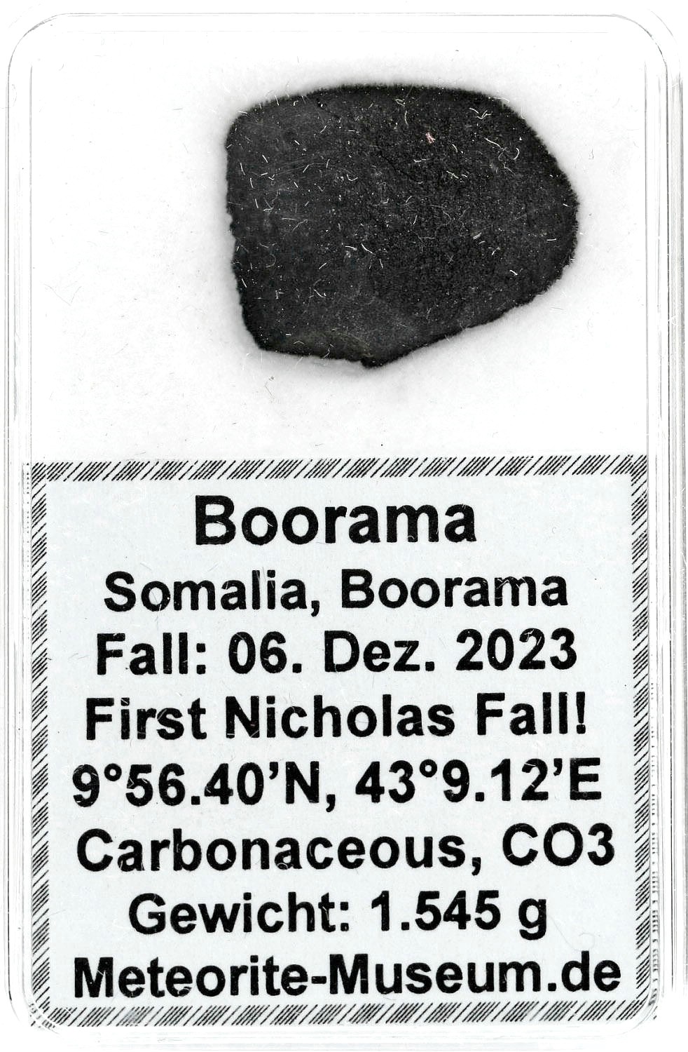 Boorama Meteorit CO3 (Motiv I): Einzigartig: Der erste Nikolaus-Meteoritenfall vom 06.12.2023 - Als der Himmel Geschichte schrieb