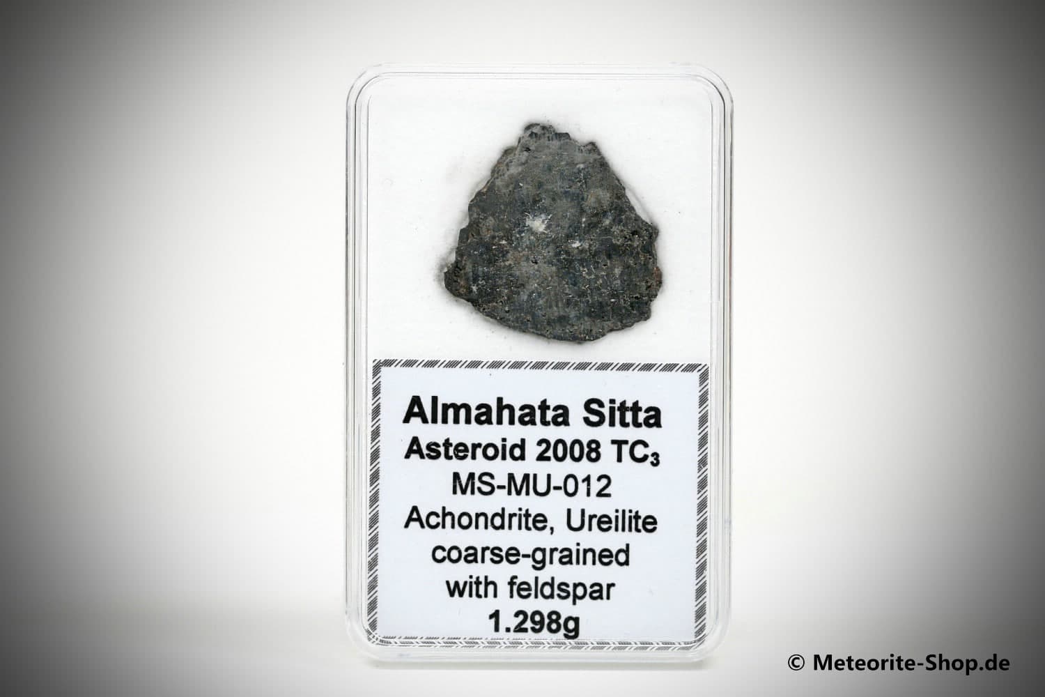 Almahata Sitta Meteorit (MS-MU-012: Ureilit > pyroxen-reich, grobkörnig > einmalig) - 1,298 g