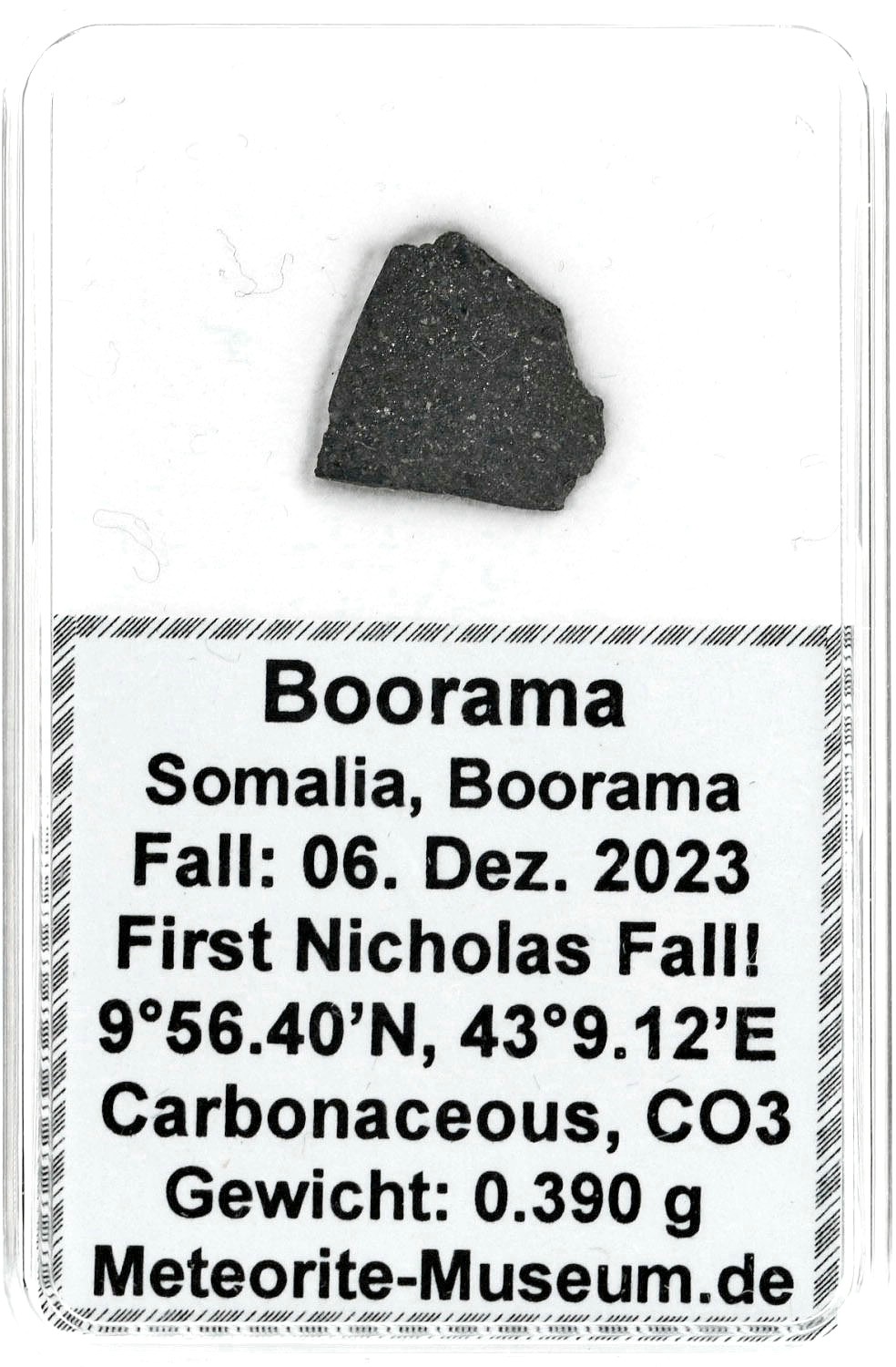 Boorama Meteorit CO3 (Motiv I): Einzigartig: Der erste Nikolaus-Meteoritenfall vom 06.12.2023 - Als der Himmel Geschichte schrieb