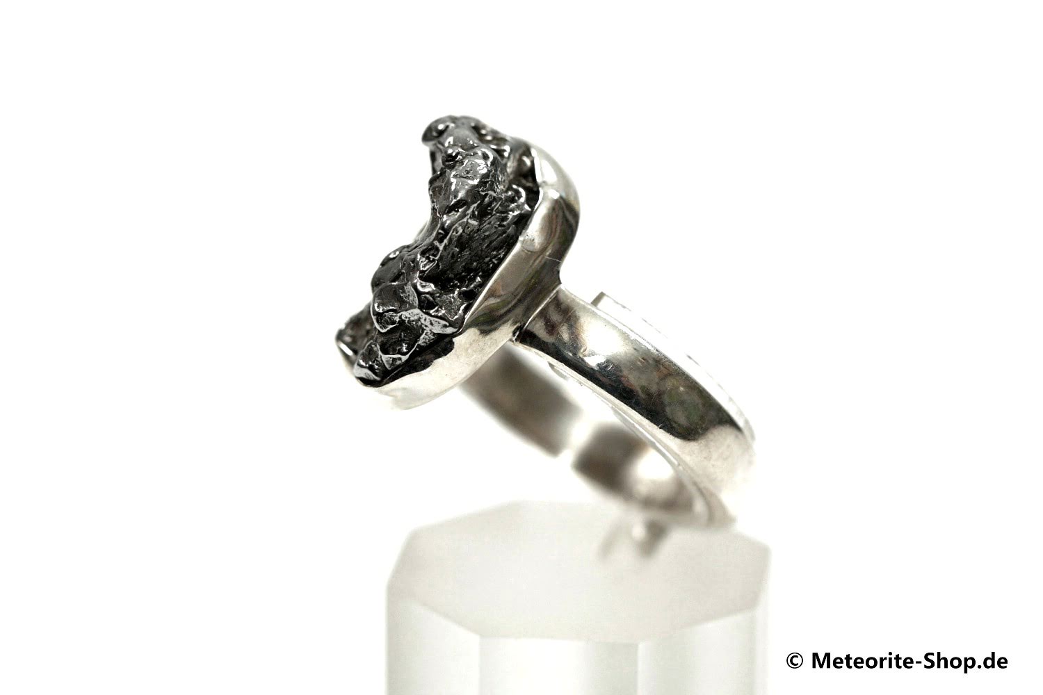 Eisen-Meteorit-Ring (Campo del Cielo | Gefasst | Gr. 58 | 925er Silber) - 5,90 g