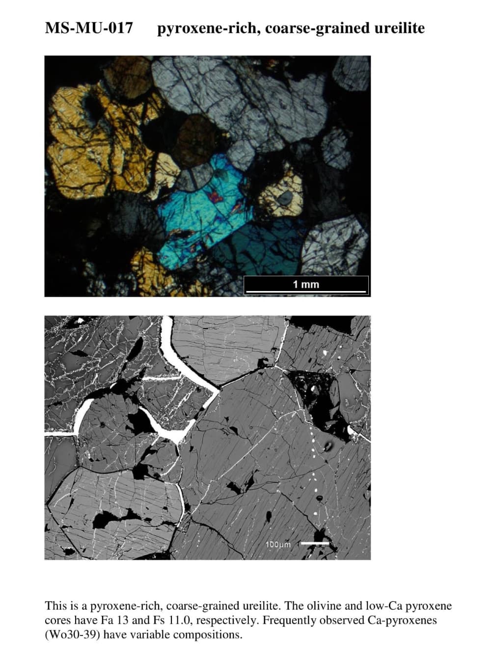 Almahata Sitta Meteorit (MS-MU-017: Ureilit > pyroxen-reich, grobkörnig) - 0,04 g