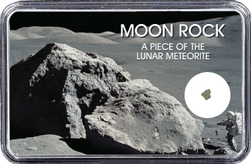 Mond Meteorit NWA 12697 (Motiv: Astronaut mit Mondgestein und Felsen)