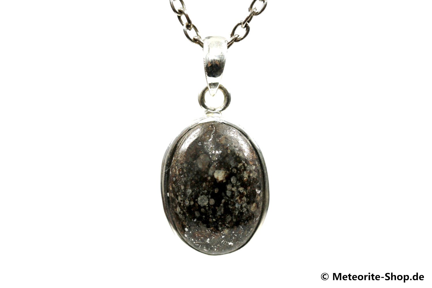Stein-Meteorit-Anhänger (NWA 869 | Cabochon | 925er Silber) - 6,70 g