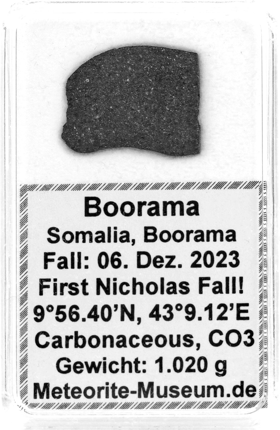 Boorama Meteorit CO3 (Motiv I): Einzigartig: Der erste Nikolaus-Meteoritenfall vom 06.12.2023 - Als der Himmel Geschichte schrieb