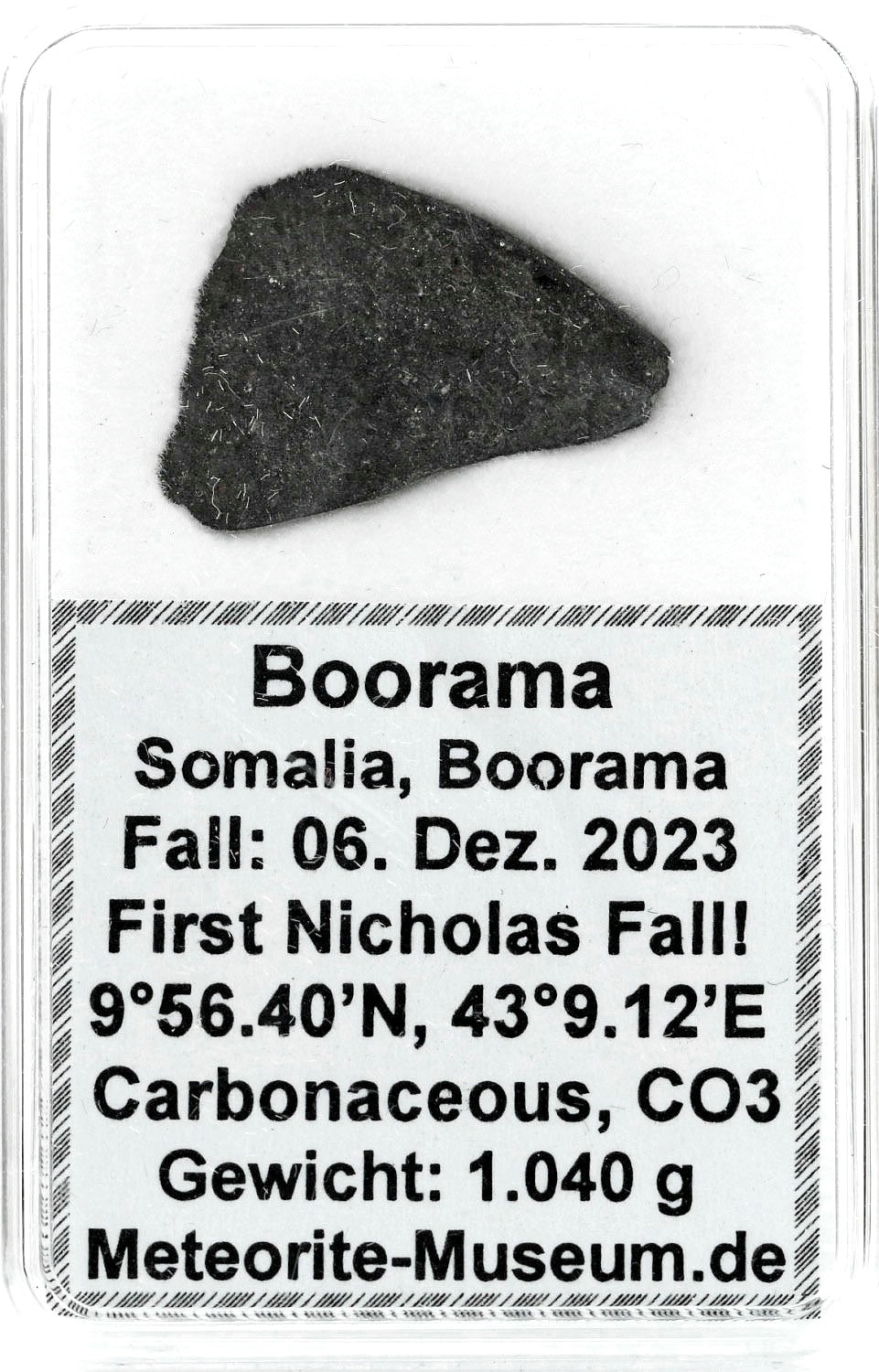 Boorama Meteorit CO3 (Motiv I): Einzigartig: Der erste Nikolaus-Meteoritenfall vom 06.12.2023 - Als der Himmel Geschichte schrieb