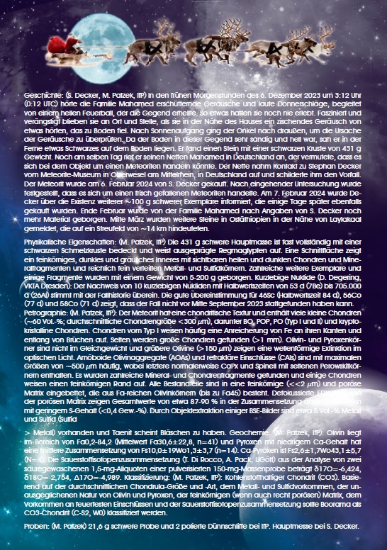 Boorama Meteorit CO3 (Motiv I): Einzigartig: Der erste Nikolaus-Meteoritenfall vom 06.12.2023 - Als der Himmel Geschichte schrieb