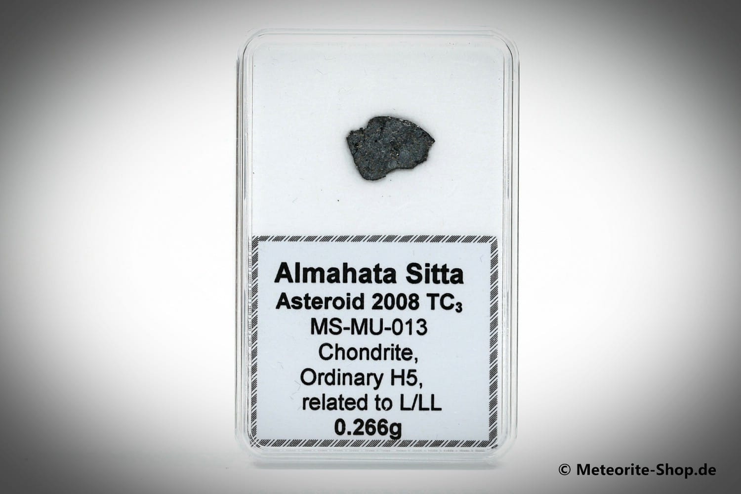 Almahata Sitta Meteorit (MS-MU-013: Gewöhnlicher Chondrit > H5, L/LL) - 0,266 g
