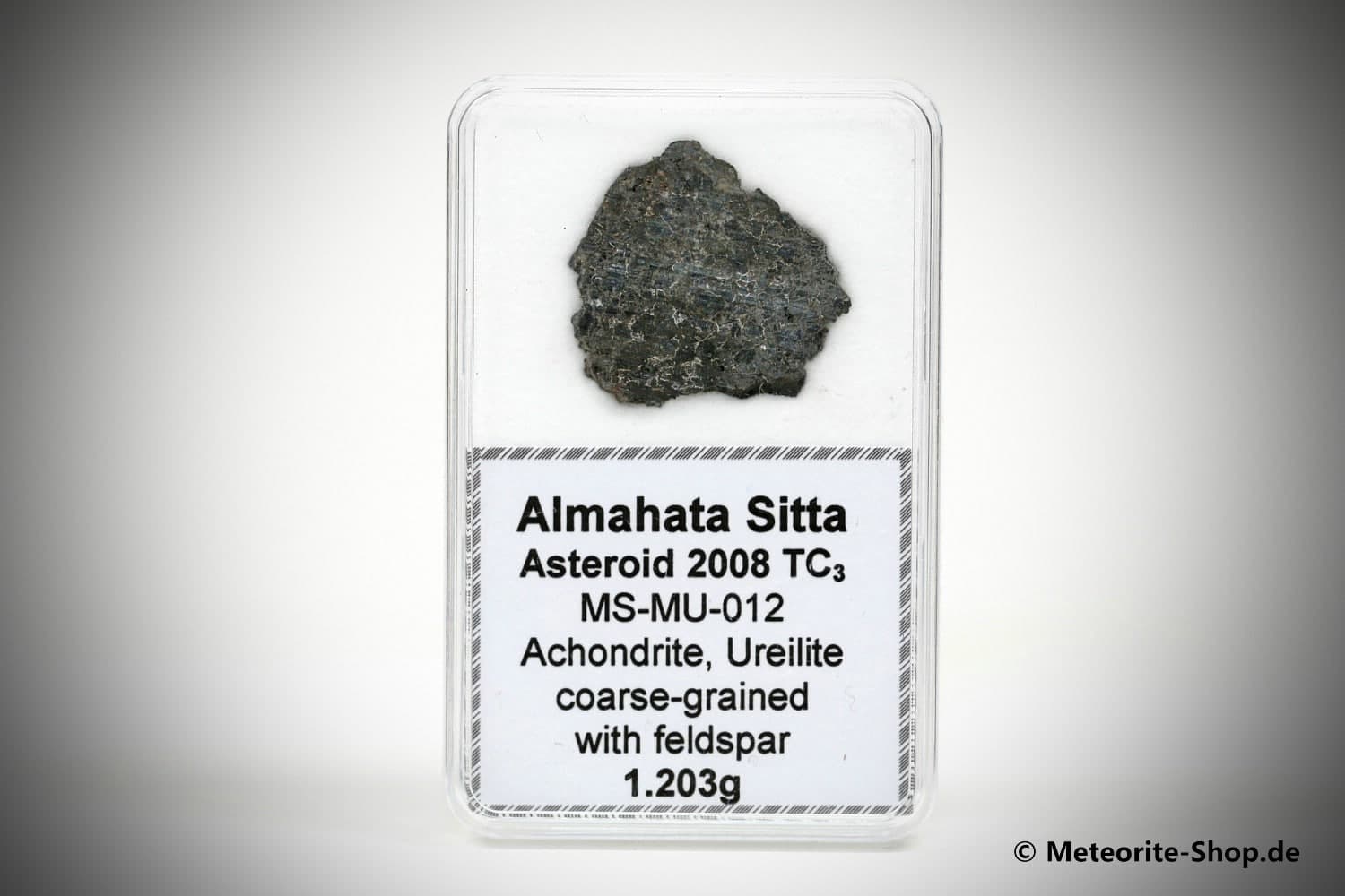 Almahata Sitta Meteorit (MS-MU-012: Ureilit > pyroxen-reich, grobkörnig > einmalig) - 1,203 g