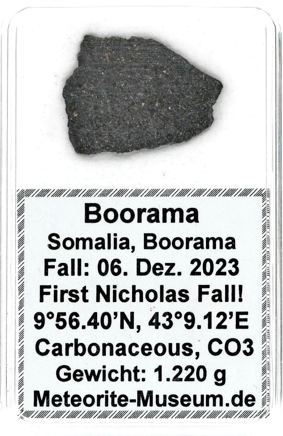 Boorama Meteorit CO3 (Motiv I): Einzigartig: Der erste Nikolaus-Meteoritenfall vom 06.12.2023 - Als der Himmel Geschichte schrieb