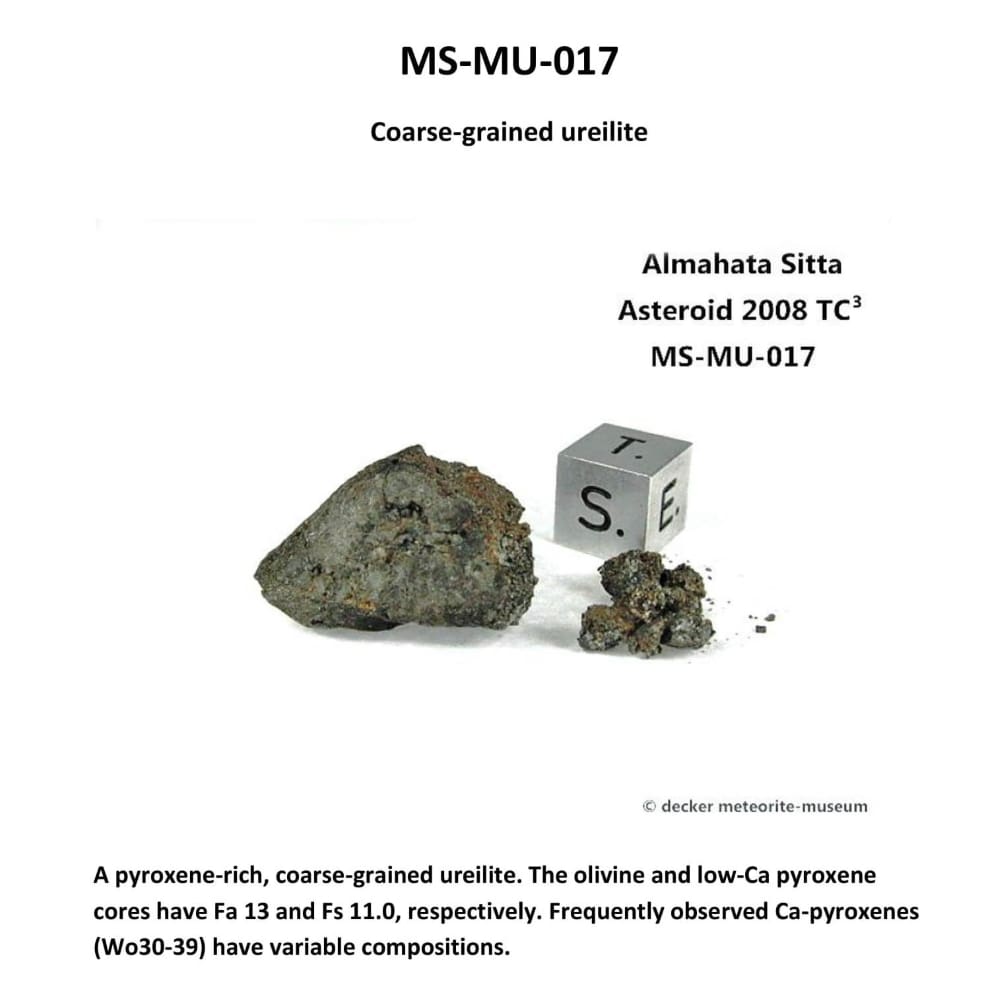 Almahata Sitta Meteorit (MS-MU-017: Ureilit > pyroxen-reich, grobkörnig) - 0,04 g