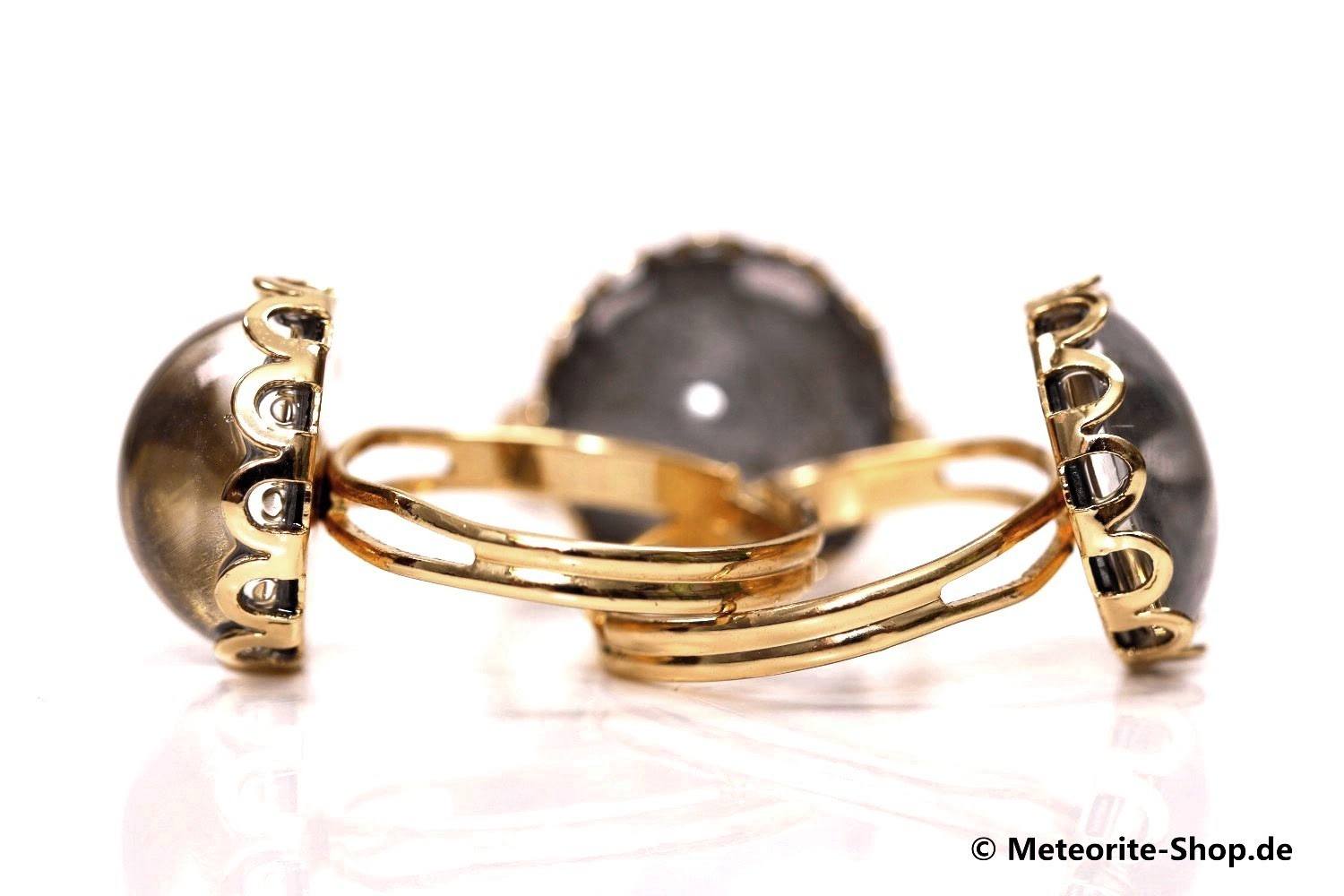 Eisen-Meteorit Ring (Aletai | Krone | Verstellbar Gr. 54 - 57 | Vergoldet) - 2,80 g