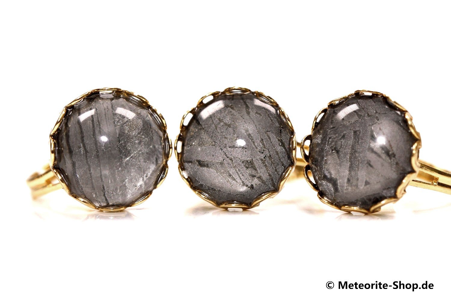 Eisen-Meteorit Ring (Aletai | Krone | Verstellbar Gr. 54 - 57 | Vergoldet) - 2,80 g