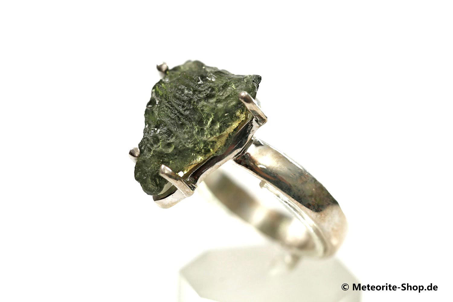 Moldavit-Ring (Tektit | Natura | Gr. 60 | 925er Silber ) - 5,00 g