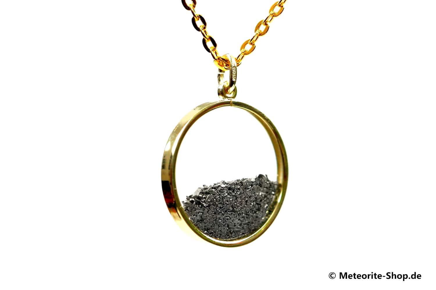 Eisen-Meteorit-Medaillon (Muonionalusta | Meteoritenstaub | Vergoldet) - 5,00 g