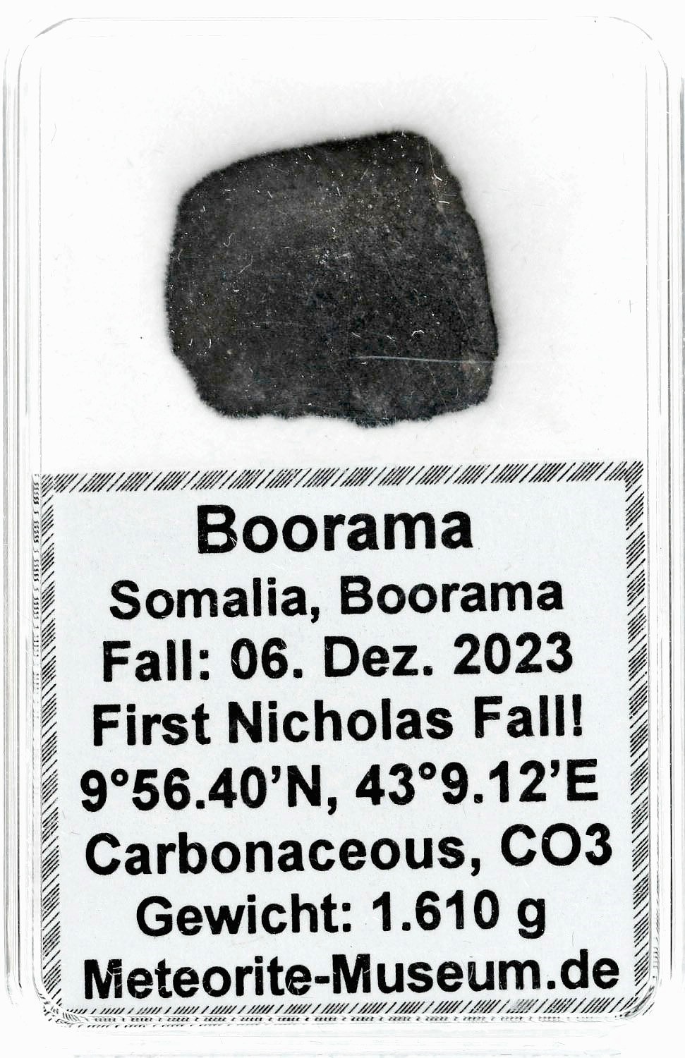 Boorama Meteorit CO3 (Motiv I): Einzigartig: Der erste Nikolaus-Meteoritenfall vom 06.12.2023 - Als der Himmel Geschichte schrieb