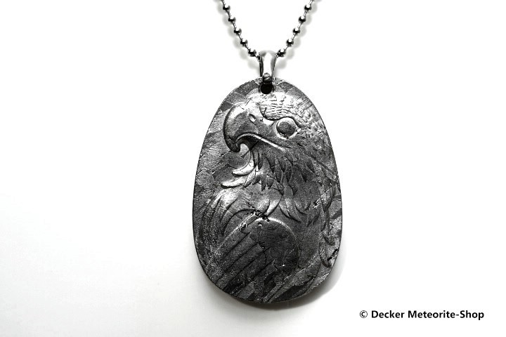 Stein-Eisen-Meteorit-Anhänger (Seymchan | Scheibe | Adler Carved Amulett) - 49,20 g