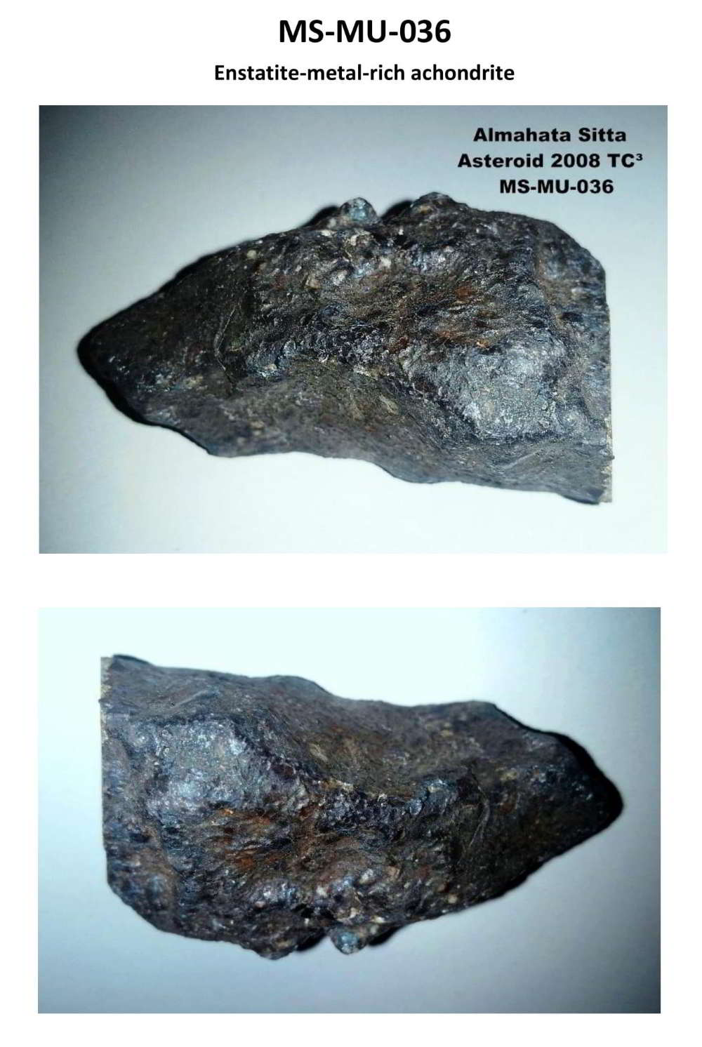 Almahata Sitta Meteorit (MS-MU-036: Enstatit-Achondrit (kein Aubrit) > metall-reich > einmalig) - 1,075 g