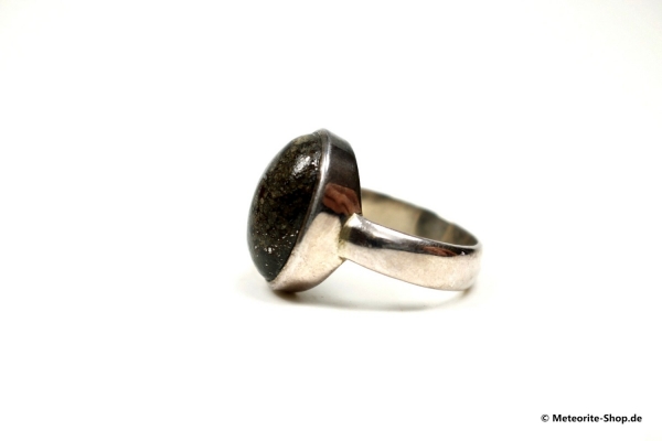 Stein-Meteorit-Ring (NWA 869 | Cabochon | Gr. 55 | 925er Silber) - 7,45 g