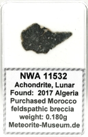 NWA 11532 Mond Meteorit - 0,180 g NWA 11532 Mond Meteorit - 0,180 g