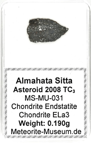 Almahata Sitta Meteorit (MS-MU-031: Enstatit-Chondrit > ELa3) - 0,190 g