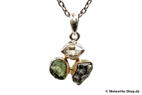 Multi-Stein-Anhänger (Moldavit, Campo del Cielo & Herkimer "Diamant" | Natura | 925er Silber) - 5,20 g Multi-Stein-Anhänger (Moldavit, Campo del Cielo & Herkimer "Diamant" | Natura | 925er Silber) - 5,20 g